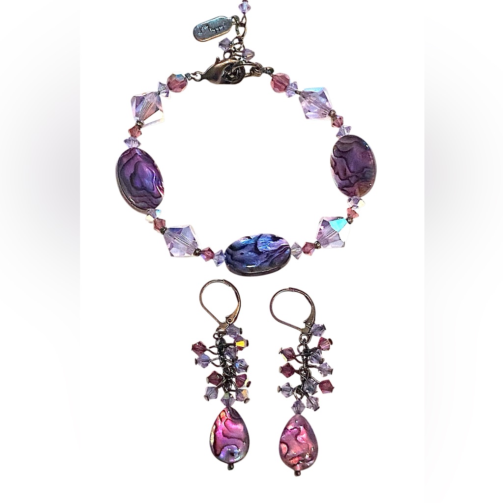 Dabby Reid Bracelet Earrings Set A Along Purple Crystal